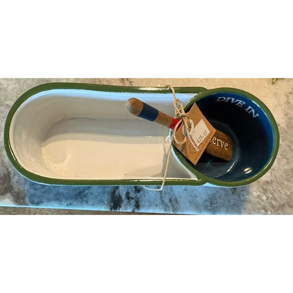 NEW Mud Pie Lake Ceramic Ramekin Set- 1 Ramekin/Oar Serving Piece